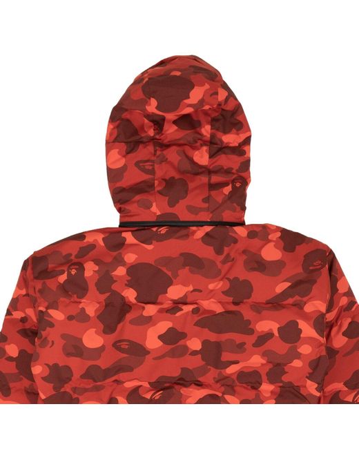 A Bathing Ape Red Camo Print Relaxed Down Puffer Jacket for men