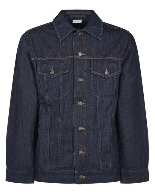 Dries Van Noten Blue Denim Jacket With Button-Up Front for men