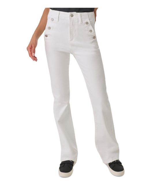 Karl Lagerfeld White Solid Denim Flared Jeans