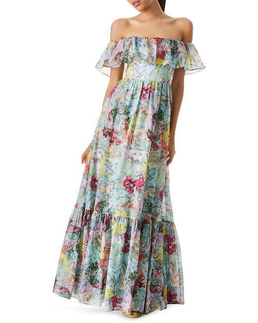 Alice + Olivia Multicolor Lola's Dream Silk Blend Floral Maxi Dress