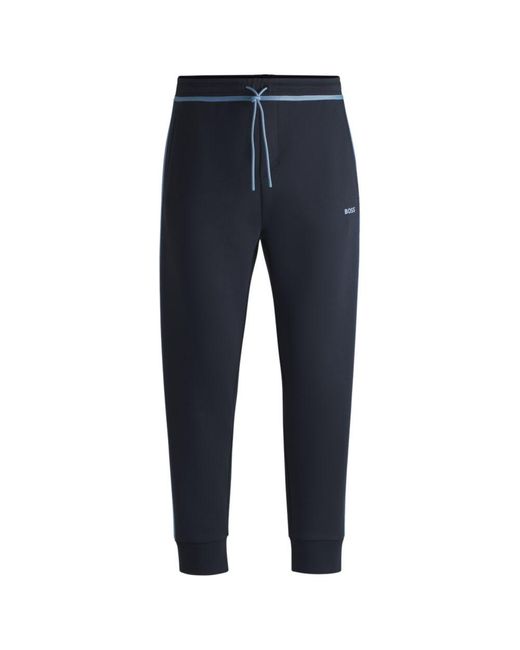Boss Blue Tracksuit Bottoms With Tape And Logo for men