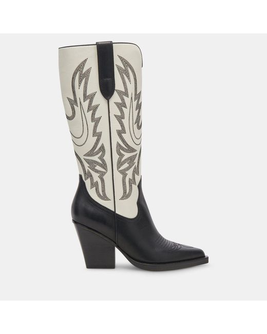 Dolce Vita Blanch Boots Black White Leather