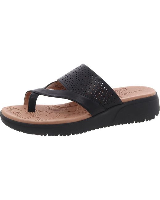 BareTraps Black Toe Loop Manmade Flatform Sandals