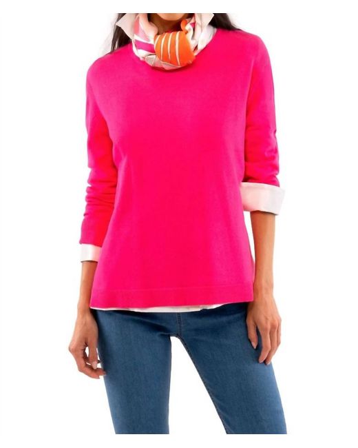 Gretchen Scott Red Sneek A Peek Sweater In Shocking Pink