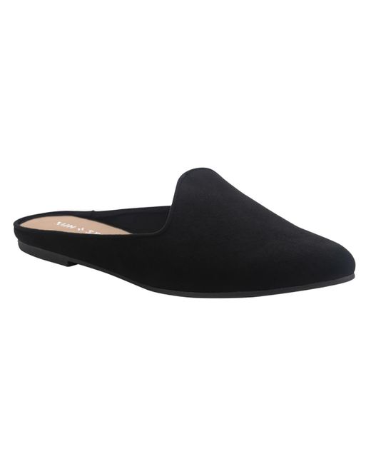 Sun & Stone Black Ninna Faux Suede Pointed Toe Mules