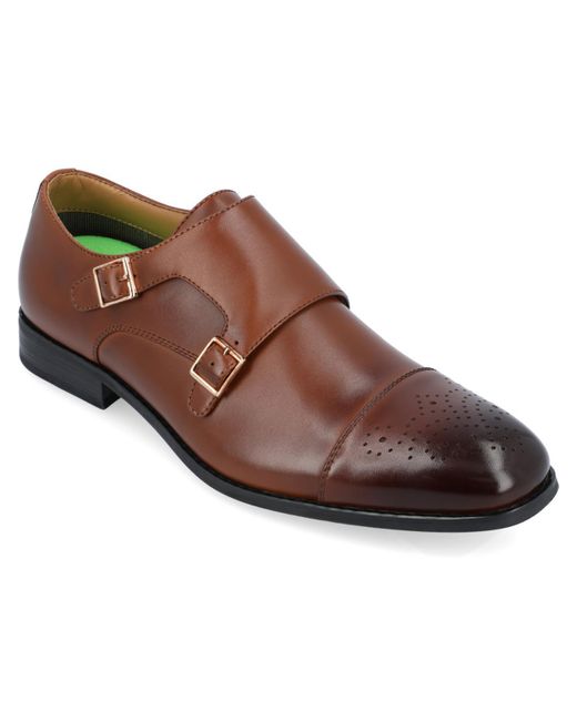 Vance Co. Brown Atticus Faux Leather Square Toe Loafers for men