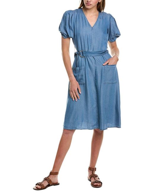 Sharagano Blue Greta Midi Dress