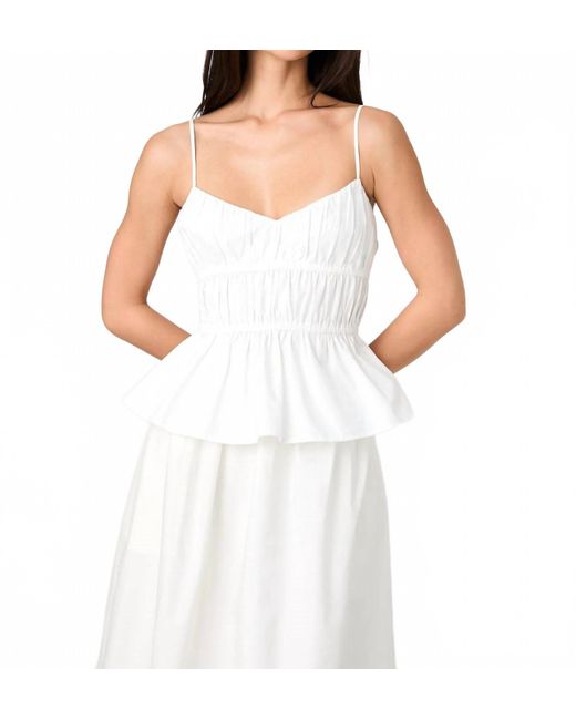 French Connection White Poppy Strappy Peplum Top