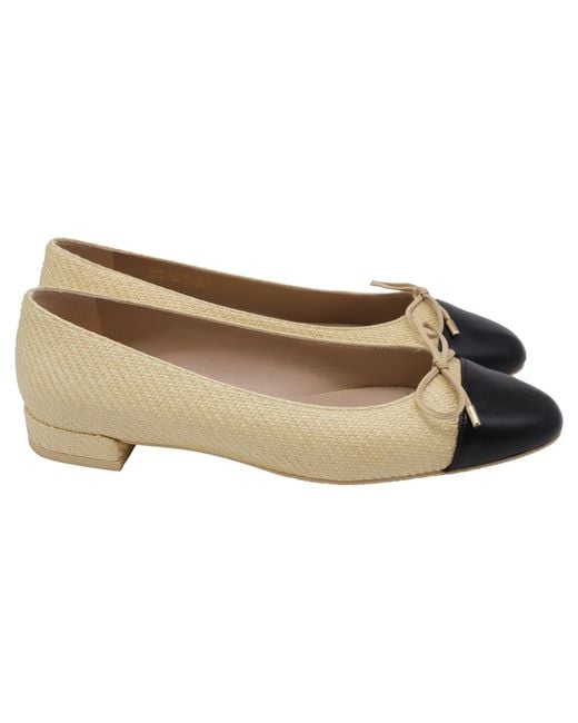 Stuart Weitzman Natural Sleek Bow Ballet Flats