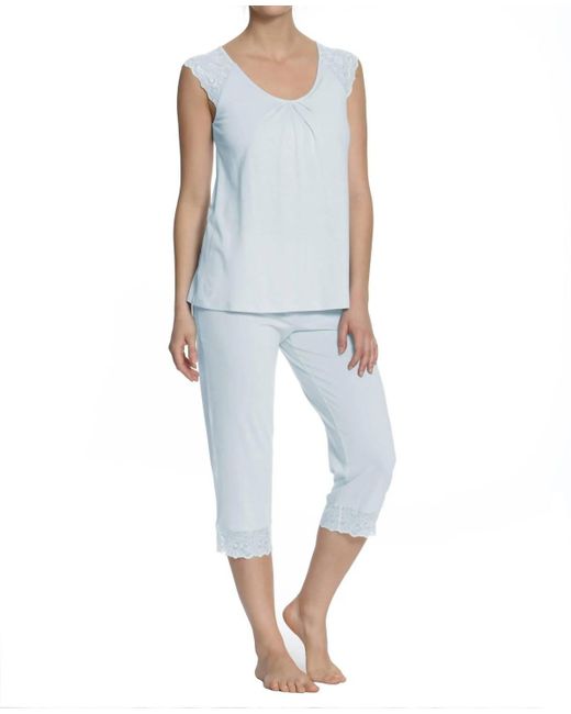Twelve Eighty Eight Blue Amber Short Sleeve Cropped Pant Pajama Set