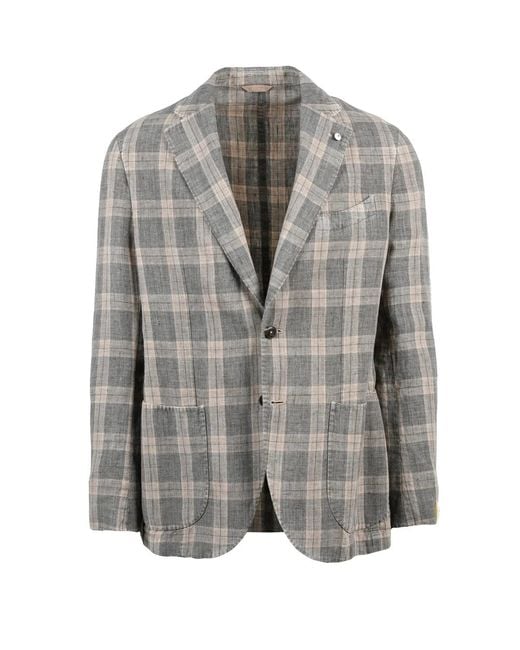 L.b.m. 1911 Gray Linen Rounded Jacket for men