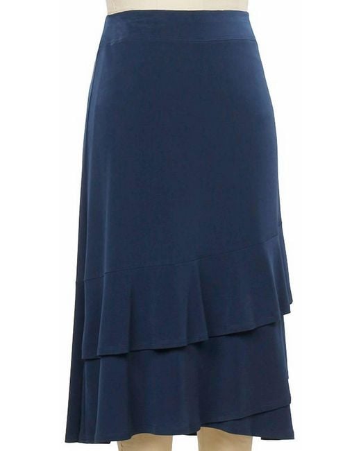 I TOUCH Blue Fact Check Solid Ruff Skirt