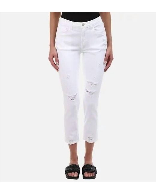 J Brand Women's White Sadey Classic Mid Rise Stretch Denim Skinny