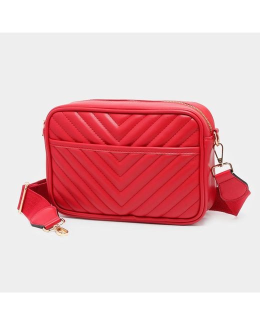 Fashnzfab Red Chevron Patterned Rectangle Crossbody Bag