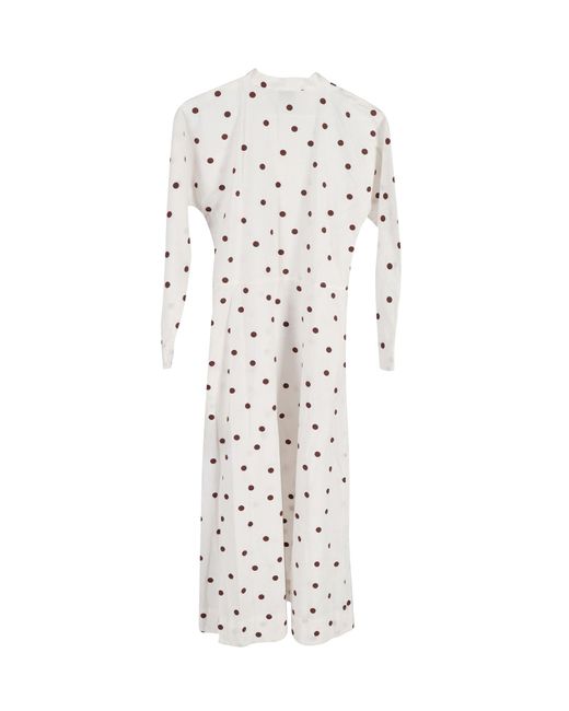 Ganni White Polka Dot-print Poplin Midi Dress