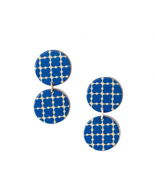 SUNSHINE TIENDA Blue Dot Double Dangle Earrings