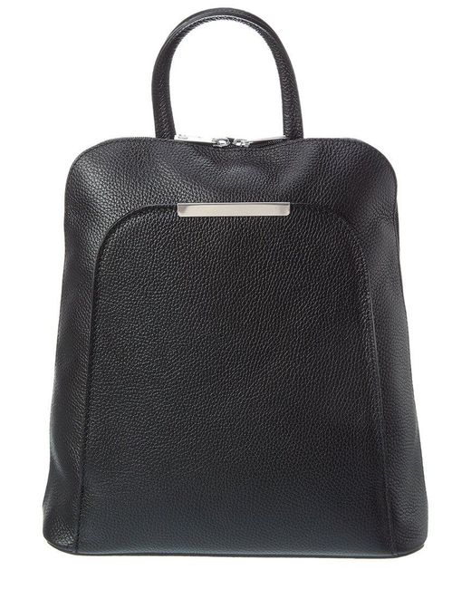 Italian Leather Black Backpack