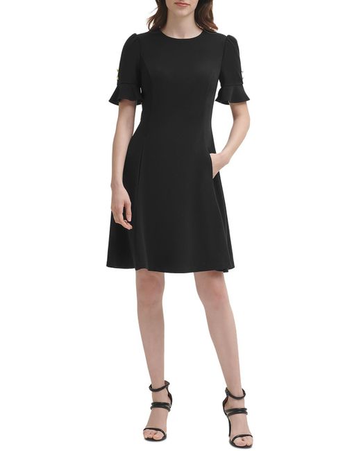 DKNY Black Petites Formal Mini Fit & Flare Dress