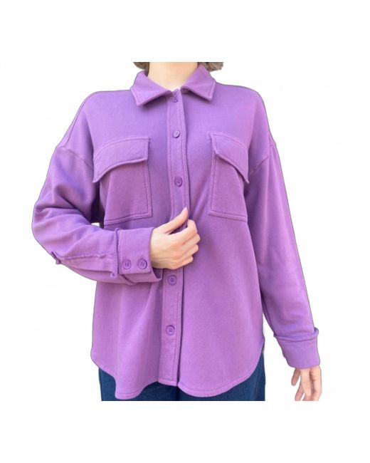Repeat Cashmere Purple Fleece Button Front Shacket