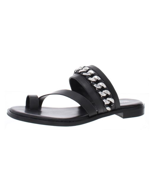 MICHAEL Michael Kors Bergen Leather Slip On Slide Sandals in Black | Lyst