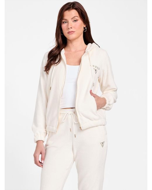 Guess Natural Lolly Sherpa Zip Hoodie