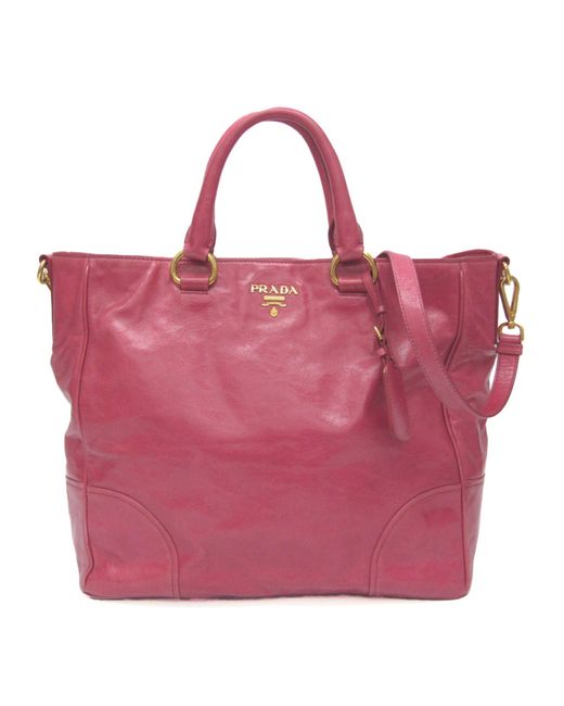Prada Pink Vitello Leather Tote Bag (pre-owned)