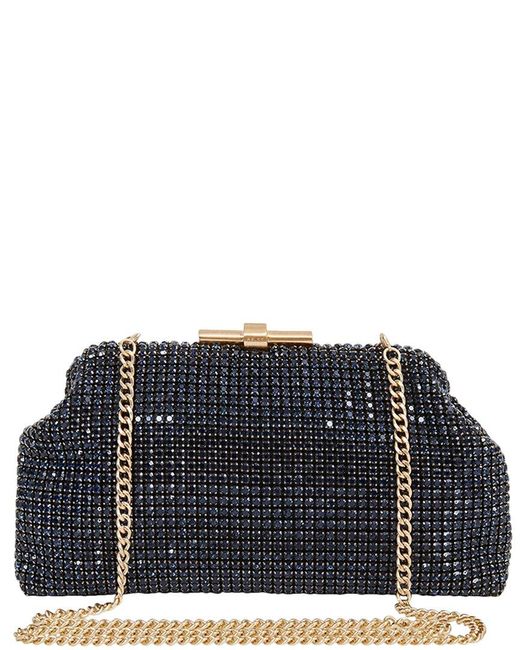 Reiss Black Adaline Crystal Clutch Bag