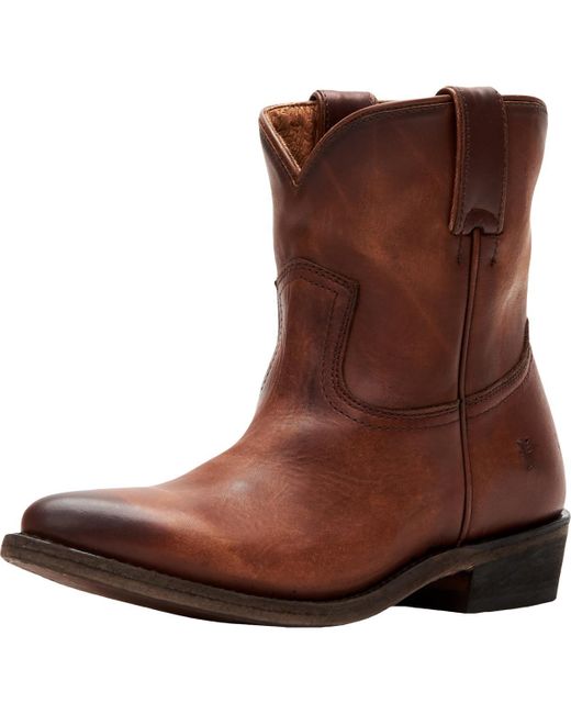 Bottes de cowboy en cuir marron à enfiler avec bout pointu et talons