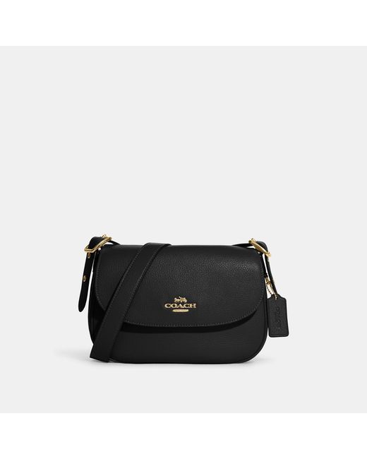 Coach Outlet Leather Macie Saddle Bag in Gold/Black (Black) - Save 40% ...