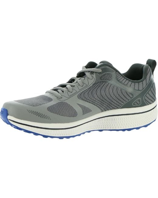 Skechers Mesh Lace Up Running Shoes in Gray for Men | Lyst