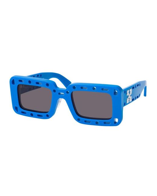Off-White c/o Virgil Abloh Blue Sunglasses Square Full Rim, Frame And Dark Lens Oeri025Atlantic4507
