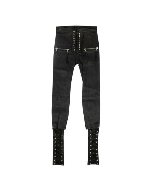Unravel Project Black Leather Lace Up Skinny Pants