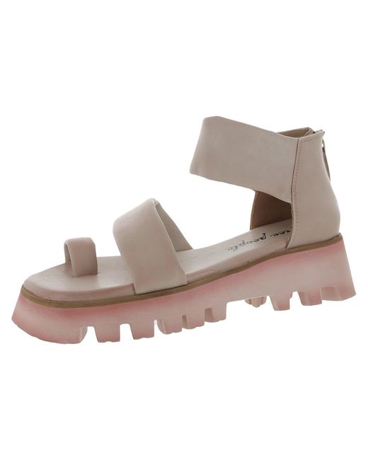 Free People Pink Maddox Leather Slip On Platform Sandals