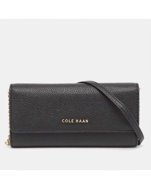 Cole Haan Black Leather Grand Series Wallet On Chain