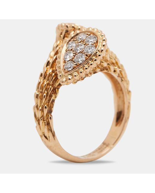 Boucheron White Serpent Boheme Toi Et Moi S Motif Diamond 18k Gold Ring