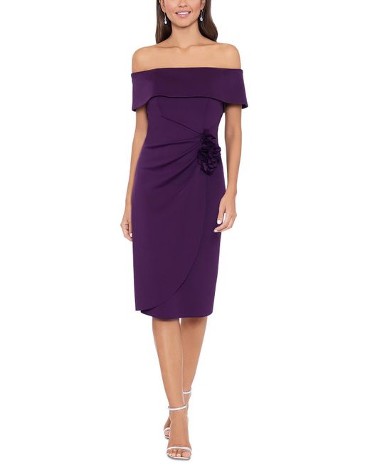 Xscape Purple Embellished Polyester Cocktail And Party Dress