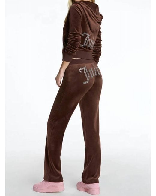 Juicy Couture Og Big Bling Velour Track Pants In Brown Sugar