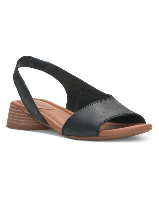 Lucky Brand Black Rimma Leather Peep-toe Slingback Sandals