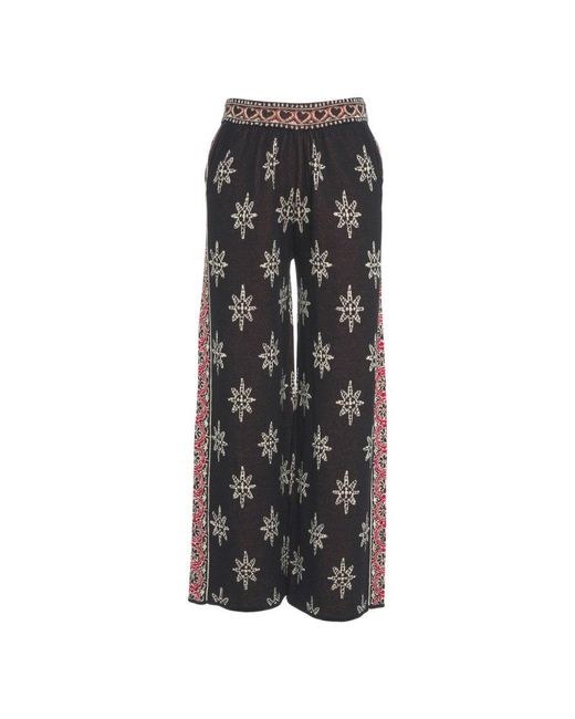 Farm Rio Black Wide-Leg Palazzo Pants