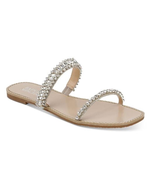 Badgley Mischka White Thina Flat Slip On Slide Sandals