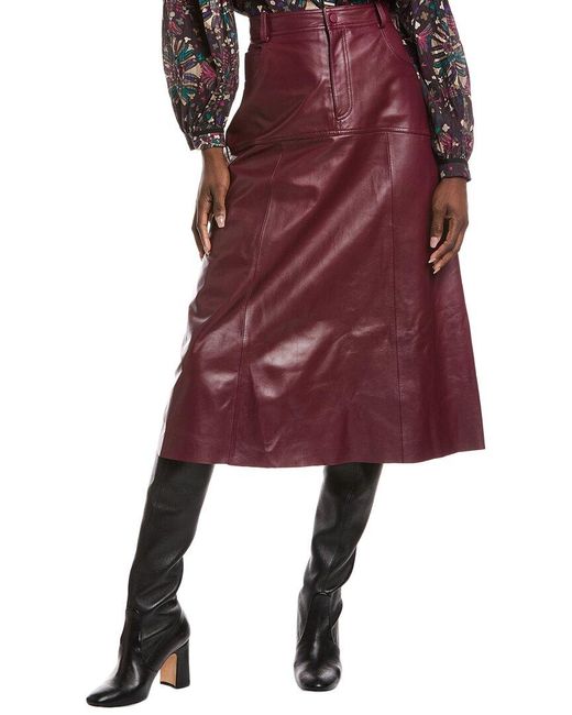 Ba&sh Red Assia Leather Skirt