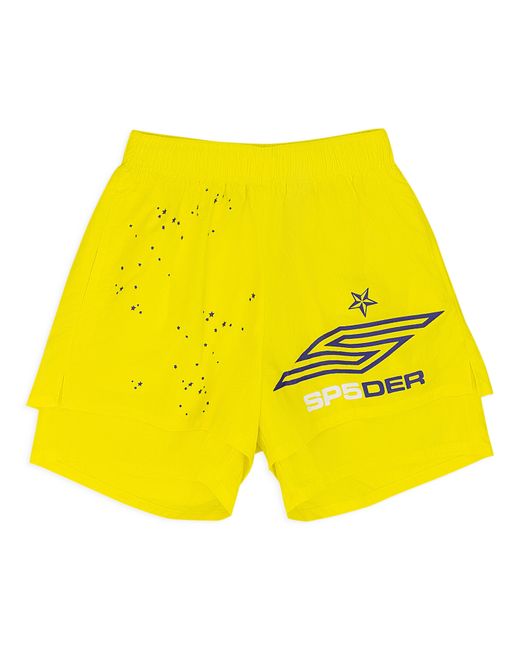 Sp5der Yellow Pro Double Layer Shorts for men