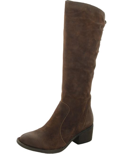 Born Brown Felicia Distressed Stacked Heel Knee-high Boots