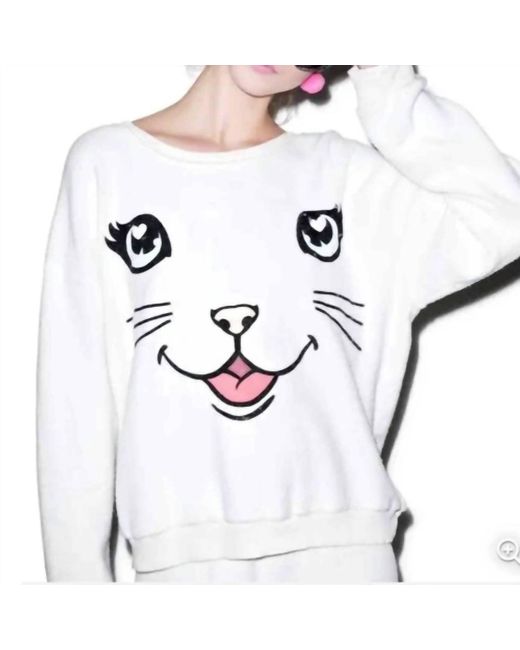 Wildfox White Cat Face Sweater