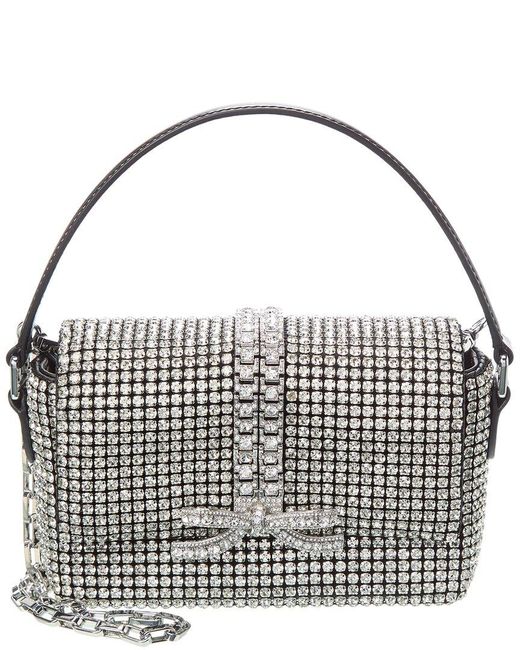 Self-Portrait Metallic Rhinestone Chainmail Leather Micro Bag