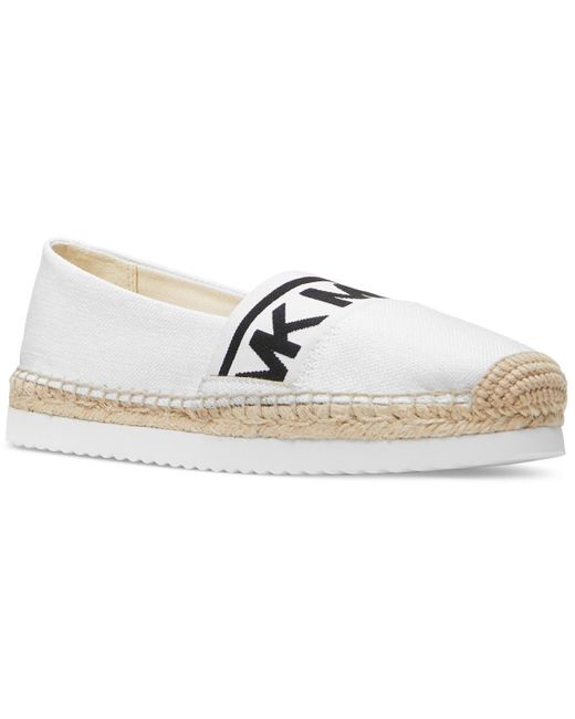 Michael Kors White Logo Canvas Slip-On Sneakers