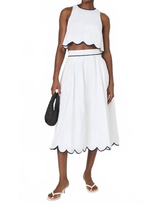French Connection White Alexis Scallop Skirt