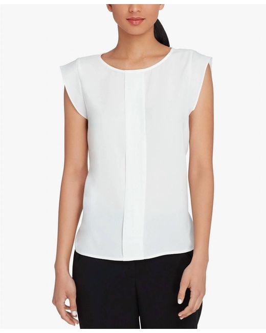 Tahari White See-Through Blouse
