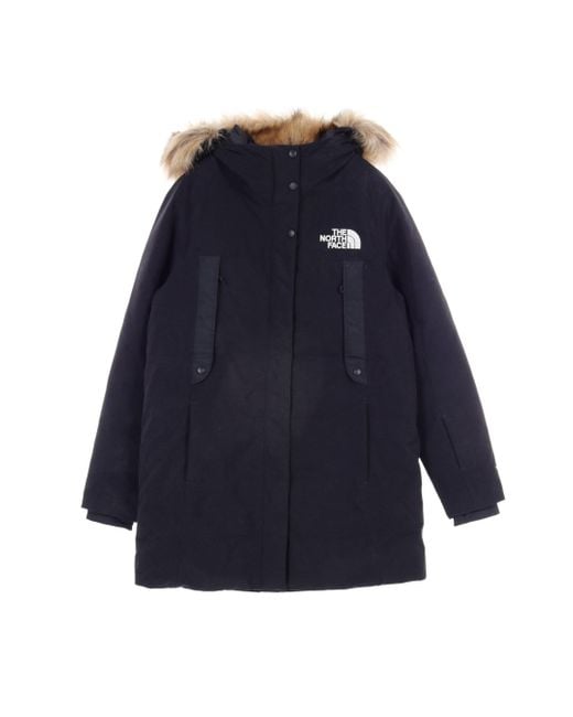 The North Face Blue W New Outerbrghs Pka Down Coat Nylon Navy Hooded