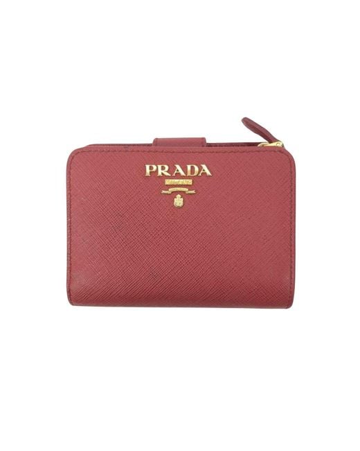 Prada | Bags | Prada Large Saffiano Leather Wallet Fiery Red | Poshmark